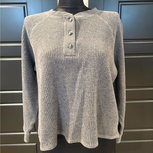 Old Navy Gray Waffle Knit Button-Up Sweatshirt/Shirt